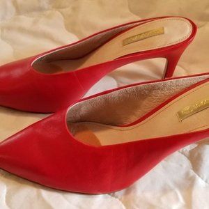 Louise et Cie Women's Size 8.5 Red Leather Karas Pointed Toe Mule Pump